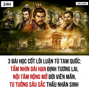 3 BÀI HỌC CỐT LÕI LUẬN TỪ TAM QUỐC  1. CHIỀU DÀI - TẦM NHÌN DÀI HẠN  Bản lĩnh là khi có thể phóng tầm nhìn ra xa, và không bị mắc kẹt bởi hiện tại.  Victor Hugo từng nói: "Cuộc sống là mỉm cười khi đối mặt với thực tế và nhìn về tương lai qua những trở ngại."  Quách Gia, một nhà tham mưu cuối thời Đông Hán, dù chỉ sống đến 38 tuổi, nhưng đã để lại ấn tượng sâu sắc trong dòng lịch sử, và tất cả đều nhờ vào tầm nhìn xa trông rộng của ông.  Năm Kiến An thứ ba, Viên Thiệu chiếm thành Tế, Thanh, Quý và bốn Châu, dưới trướng có 70 vạn quân, tướng lĩnh và quân sư đông như mây, ngày xưng đế của Viên Thiệu có thể nghĩ không còn xa.  Thủ hạ dưới trướng của Viên Thiệu cũng mơ ước trở thành công thần lập quốc của hoàng đế.  Nhưng, Quách Gia lại thấy rằng Viên Thiệu tuy đa mưu nhưng thiếu quyết đoán, khó thành việc lớn.  Ông quay sang đầu quân cho Tào Tháo lúc bấy giờ chỉ có hơn 10 vạn binh mã, điều kiện lúc bấy giờ cũng vẫn còn rất khó khăn.  Sau đó, vào rạng sáng trước trận đánh Quan Độ, trước sức ép của 70 vạn quân của Viên Thiệu, nhiều mưu sĩ và tướng lĩnh của Tào Tháo đã muốn đầu hàng.  Chỉ có Quách Gia nhìn ra điểm yếu của Viên Thiệu, đưa ra lý thuyết mười thắng mười thua nổi tiếng, phân tích điểm mạnh và điểm yếu giữa Tào - Viên, nâng cao sĩ khí toàn quân.  Cuối cùng, đúng như lời của Quách Gia, Viên Thiệu đa mưu nhưng thiếu quyết đoán và bỏ lỡ rất nhiều cơ hội tiến quân, dẫn đến đại bại trong trận Quan Độ.  Một ví dụ khác là ba lần chuyển nhà của mẹ Mạnh Tử vào thời xa xưa, để có môi trường phát triển tốt cho con, bà đã không thể ngần ngại chuyển nhà ba lần liền.  Đây là điều mà ít ai làm được, xét cho cùng thì chi phí cho 3 lần di dời là rất lớn, và hầu hết mọi người sẽ cho rằng điều đó không đáng, vừa tốn kém tiền bạc vừa lãng phí thời gian.  Tuy nhiên, mẹ Mạnh Tử có tầm nhìn xa hơn, bà ý thức được rằng:  Chi phí chuyển nhà không đáng kể chút nào so với thành tựu to lớn mà đứa trẻ có thể nhận được trong tương lai.  Chính vì có một người mẹ có tầm nhìn xa trông rộng như vậy, mới có được một "Á thánh triết gia" nổi tiếng ngàn năm, Mạnh Tử ngày nay.  Tục ngữ có câu: Thả dây dài, câu cá lớn.  Chỉ khi không bị giới hạn ở những khoản lợi nhuận vụn vặt trước mắt, chúng ta mới có thể gặt hái được những khoản lợi nhuận lớn trong tương lai;  Chỉ khi vững tin rằng mọi khó khăn, vấp ngã của hiện tại là để tích lũy sức mạnh cho bước nhảy vọt trong tương lai, thì chúng ta mới có thể vươn tới đỉnh cao.  2. CHIỀU RỘNG - NỘI TÂM RỘNG MỞ  Đối với người có tấm lòng rộng mở, trái tim của anh ta giống như một cái hồ lớn.  Khi bạn ném một ngọn đuốc vào, nó sẽ nhanh chóng vụt tắt;  Khi bạn ném một gói muối vào, nó sẽ bị loãng rất nhanh.  Nếu bạn cho một gói muối vào một cốc nước, liệu cốc nước đó còn có thể uống được không?  Đây là lý do tại sao một số người khó thoát được cảm xúc tiêu cực và không thể bước ra khỏi muộn phiền khi họ gặp phải những điều tồi tệ.  Khả năng chịu đựng càng lớn, mọi chuyện sẽ trở nên nhẹ tựa lông hồng.  Giống như nho gia xuất sắc thời nhà Minh, Vương Dương Minh đã nói, lòng này sáng ngời, không có gì phức tạp khó để nói.  Cuộc đời của Vương Dương Minh rất gập ghềnh, nào là bị đánh ghen, nào là bị cấm đoán, rồi bị đày ải, bị đuổi giết ... Sau khi trải qua một số phận nghiệt ngã như thế, nếu là người bình thường, sớm đã cảm thấy chán nản bỏ cuộc.  Tuy nhiên, dù bị đày đến trại rồng, nơi chướng khí mù mịt, ông vẫn có tư tưởng cởi mở và luôn giữ được tâm trạng lạc quan. Chính lúc khó khăn nhất này, ông đã giác ngộ được "tâm học", chữ tâm trong tâm, đạo, trời. Đây chính là "Thành Long giác ngộ" nổi tiếng.  Sau đó, ông nói: "Ta đến Long Xương hai năm, gặp phải chướng khí, tất cả những người đi theo đều bị trúng độc, nhưng ta vẫn bình an vô sự, đó là bởi vì tâm thái của ta luôn rộng mở."  Hãy lạc quan, cởi mở lên, cuộc sống tươi đẹp như thế, không nên lãng phí tâm tư, tình cảm vào những con người và sự việc đã qua.  "Sườn núi ngó nghiêng thành đỉnh", trên đời không có bất hạnh tuyệt đối, điều cốt yếu phụ thuộc vào cách bạn nhìn nhận nó.  3. CHIỀU SÂU - TƯ TƯỞNG PHẢI CÓ CHIỀU SÂU  Bản lĩnh là khi có thể nhìn nhận mọi thứ một cách sâu sắc.  Kỳ thủ cờ vây quốc gia Mã Hiểu Xuân từng nói:  "Người chơi cờ bình thường chỉ cần tính trước được vài nước cờ là tốt rồi, nhưng cao thủ thì cần phải nhìn trước được trên 20 nước cờ."  Khi Tào Tháo lần đầu tiên chiếm Duyện Châu, kẻ thù của ông ta có thể xem là ở khắp nơi.  Ở Hoài Nam có Viên Thuật, phía bắc có Đào Khiêm ở Tô Châu , ở Dực Châu có Hàn Phức, ở Uyển Thành có Trương Tú .  Ông ta muốn mở rộng sức mạnh của mình, nhưng lại lo lắng về việc đối phó với một trong số họ sẽ tạo cơ hội cho những người còn lại đến tấn công căn cứ của ông ta.  Khi đó, nhiều mưu sĩ khuyên Tào Tháo nên tấn công Trương Tú trước, vì Trương Tú là kẻ yếu nhất.  Ăn những con nhỏ trước, khuếch trương thêm sức mạnh của mình, rồi sau đó mới chiến đấu chống lại kẻ thù mạnh mẽ hơn. Như vậy mọi thứ sẽ trở nên dễ dàng.  Nhưng Tào Tháo lại quyết định đánh Viên Thuật trước. Vì Đào Khiêm đã lớn tuổi rồi không còn ham muốn tranh hùng nữa mà Hàn Phức lại thiếu quyết đoán, sẽ không dám tấn công Tào Tháo.  Kết quả đúng như Tào Tháo nghĩ, Tào Tháo đuổi theo truy kích nốt quân của Viên Thuật và hắc sơn quân trong 600m tại Khuông Đình, từ từ xâm chiếm lãnh thổ của Viên Thuật. Mà Đào Khiêm, Hàn Phức và những người khác không dám lợi dụng lúc quân Tào yếu nhất để tấn công.  Có thể thấy, nhìn bề ngoài, chiến tranh chỉ là sự cạnh tranh trên bình diện thông tin, tri thức;  Nhưng thực chất đó là sự cạnh tranh của cả bản lĩnh bên trong như tính cách, nhân cách...  Người có tư duy sâu sắc luôn có thể nhìn rõ hoàn cảnh và bản chất con người.  Đừng để bị những thứ tầm thường trước mắt làm phiền lòng, cũng đừng vì cái lợi nhất thời mà lạc lối.  Trong cuộc sống, họ có thể nhìn xa hơn những gì hiện tại đang bày ra. Trong tâm hồn, họ có thể nhìn thấy sự rộng rãi của biển cả.  Để trở thành một người có bản lĩnh thực sự, hãy tìm hiểu bản chất của sự việc và những yếu tố cốt lõi quyết định sự thành bại.  Có như vậy cuộc sống mới tránh được nhiều vấp ngã và bạn mới có thể tự tin không ngừng tiến về phía trước.  4. KẾT  Cuộc sống của một người không có gì khác ngoài học tập.  Có người càng sống càng chật hẹp, nhưng cũng có người càng sống càng rộng rãi.  Khi tầm nhìn của bạn đủ xa, bạn đã giành được tương lai.  Khi nội tâm của bạn đủ rộng, bạn đã gặt hái được niềm vui.  Khi suy nghĩ của bạn đủ sâu sắc, bạn đã thành công trở thành chính mình.  Nếu bạn làm tốt ba điều trên, bạn sẽ gieo trồng được một khuôn mẫu tuyệt vời và gặt hái cuộc sống viên mãn.  Theo Trí thức trẻ
