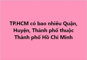 Trả lời: TP.HCM có 22 Quận, Huyện, Thành phố trực thuộc bao gồm:  16 Quận và 5 Huyện và 1 Thành phố thuộc Thành phố.  Ngày trước là 24 vì lúc đó còn Quận 2 và Quận 9.  Cùng điểm qua nhé!  Quận Thủ Đức gộp cùng Quận 2, Quận 9 và Thủ Đức được lấy tên là Thành phố trực thuộc Thành phố Hồ Chí Minh.  Và Thủ Đức là tên Thành phố đầu tiên thuộc TP.HCM.  Vì vậy sẽ không còn Quận 2, Quận 9, bây giờ gọi chung là THÀNH PHỐ THỦ ĐỨC.  Quận 1 Quận 3 Quận 4 Quận 5 Quận 6 Quận 7 Quận 8 Quận 10 Quận 11 Quận 12 Quận Tân Phú Quận Phú Nhuận Quận Bình Tân Quận Tân Bình Quận Gò Vấp Quận Bình Thạnh Huyện Bình Chánh Huyện Cần Giờ Huyện Củ Chi Huyện Nhà Bè Huyện Hóc Môn Thành phố Hồ Chí Minh sẽ đưa 4 huyện lên Thành phố trực thuộc TP.HCM và 1 huyện lên Quận. Nguồn từ Báo Tuổi Trẻ.  Xem thêm: Việt Nam có bao nhiêu tỉnh thành phố?